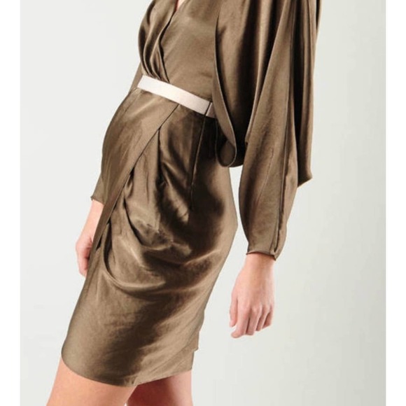 Alexander Wang Satin Charmeuse Batwing Halter Dress $1600 size 6 - Picture 2 of 12